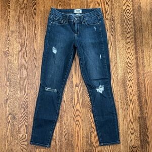 PAIGE Dark Blue Distressed Skinny Jeans